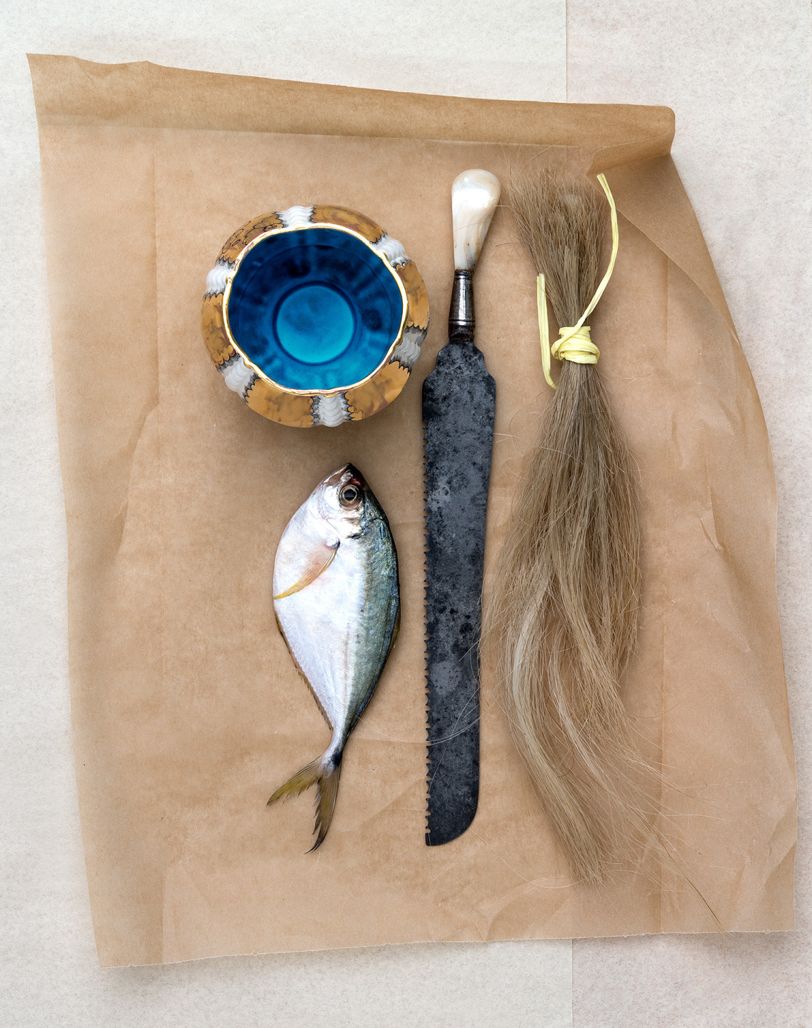 Melanie_Sherman_Cerbera_Gallery_Momento_Mori_Cup_Fish_Knife_Horsehair_Archival_Print_Photography