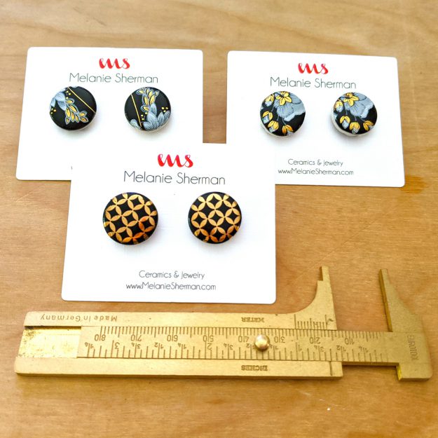 Studs-Black-Porcelain-White-Gold-Luster-Vintage-DecalStoke-on-Trent-Melanie-Sherman-Ceramics-Jewelry-Cerbera-Gallery