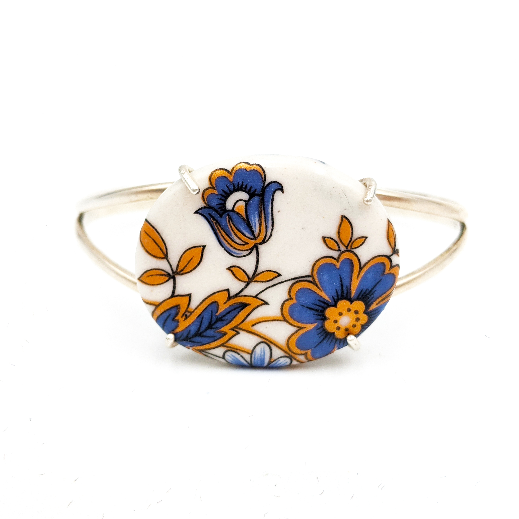 03-Bracelet-Vintage-Blue-Gold-Flower-Melanie-Sherman-Ceramics-Jewelry-Cerbera-Gallery
