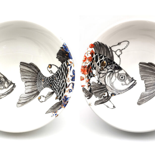 Melanie-Sherman_3000x3000_PoissonEnMission_redblue HOLIDAY INVITATIONAL Carbondale Clay Center November 10th - December 23rd, 2023